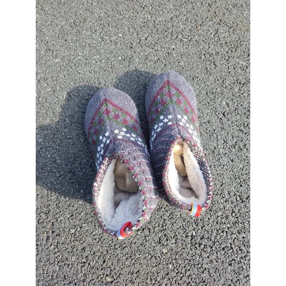 Bombas Gripper Slipper Mens Large Fair‎ Isle Booties